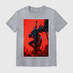 Футболка хлопковая мужская Берсерк Гатс Драгонслейер, цвет: меланж