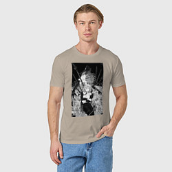 Футболка хлопковая мужская Человек-бензопила Пауэр Охотница на демонов, цвет: миндальный — фото 2