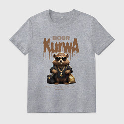 Футболка хлопковая мужская Бобер курва в очках в деньгах и золоте, цвет: меланж