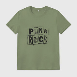 Футболка хлопковая мужская Панк рок граффити, цвет: авокадо