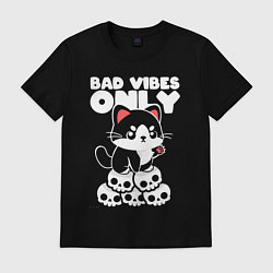 Футболка хлопковая мужская Bad vibes only, цвет: черный