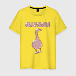 Футболка хлопковая мужская Гусси - розовый металик, цвет: желтый
