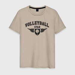 Футболка хлопковая мужская Volleyball star, цвет: миндальный
