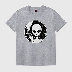 Футболка хлопковая мужская Alien in smoke, цвет: меланж