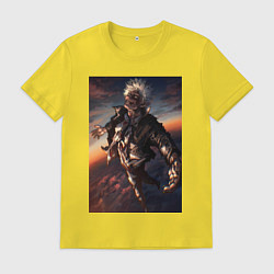 Футболка хлопковая мужская Магическая битва Сатору Годзё сильнейший, цвет: желтый