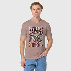 Футболка хлопковая мужская Клинок, рассекающий демонов Гию Томиока коллаж, цвет: пыльно-розовый — фото 2