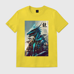 Футболка хлопковая мужская Cool dragon - ai art fantasy, цвет: желтый