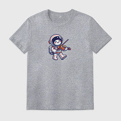 Футболка хлопковая мужская Космонавт играет на скрипке, цвет: меланж