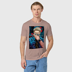 Футболка хлопковая мужская Магическая битва Кэнто Нанами маг первого класса а, цвет: пыльно-розовый — фото 2