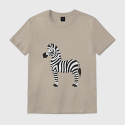 Футболка хлопковая мужская Хорошая веселая зебра, цвет: миндальный