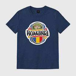 Футболка хлопковая мужская Румыния, цвет: тёмно-синий