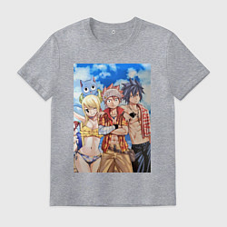 Футболка хлопковая мужская Хвост Феи Нацу Драгнил Грей Фуллбастер, цвет: меланж
