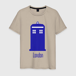 Футболка хлопковая мужская Tardis - London, цвет: миндальный