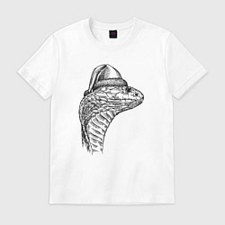 Футболка хлопковая мужская Новогодняя кобра, цвет: белый