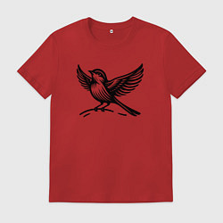 Футболка хлопковая мужская Пташка, цвет: красный