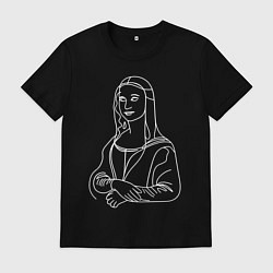 Футболка хлопковая мужская Мона Лиза минимализм, цвет: черный