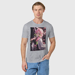Футболка хлопковая мужская Клинок, рассекающий демонов Мицури Канродзи столп, цвет: меланж — фото 2