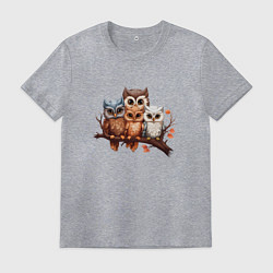 Мужская футболка Четыре совы на ветке