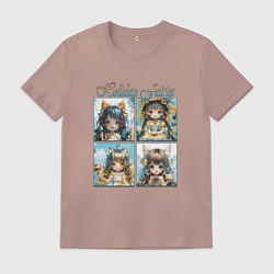 Футболка хлопковая мужская Праздничные аниме феи, цвет: пыльно-розовый