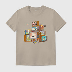 Футболка хлопковая мужская Аня: Семья шпиона, цвет: миндальный