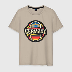 Футболка хлопковая мужская Germany - Германия, цвет: миндальный