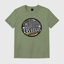 Футболка хлопковая мужская Las Vegas USA, цвет: авокадо