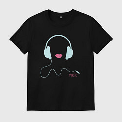 Футболка хлопковая мужская Music lips, цвет: черный