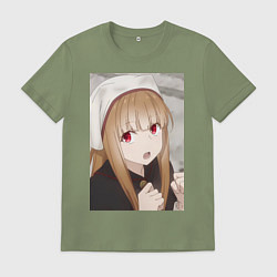 Футболка хлопковая мужская Волчица и пряности Холо монашка, цвет: авокадо