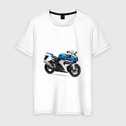 Футболка хлопковая мужская Крутой спортивный мотоцикл, цвет: белый