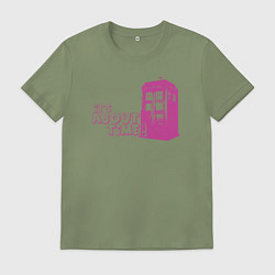 Футболка хлопковая мужская Тардис - самое время, цвет: авокадо