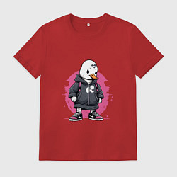 Футболка хлопковая мужская Утенок в кроссовках, цвет: красный