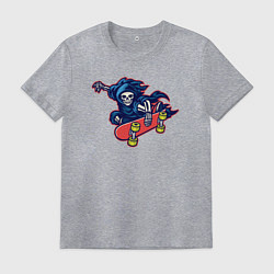 Футболка хлопковая мужская Смерть скейтер, цвет: меланж