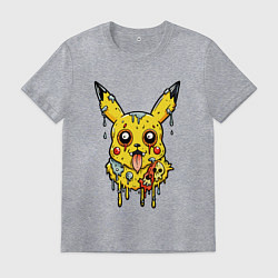 Футболка хлопковая мужская Пикачу маленький желтый монстр, цвет: меланж