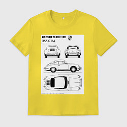 Футболка хлопковая мужская Машина Porsche, цвет: желтый