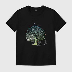 Футболка хлопковая мужская Медведь-интроверт, цвет: черный