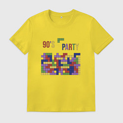 Футболка хлопковая мужская Тетрис игра 90х ностальгия геометрическая абстракц, цвет: желтый