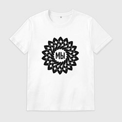 Футболка хлопковая мужская Мы в круговом орнаменте из рук, цвет: белый