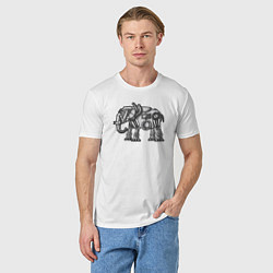 Футболка хлопковая мужская Механический слон, цвет: белый — фото 2