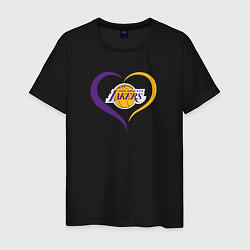 Футболка хлопковая мужская LA Lakers в сердце, цвет: черный