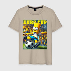 Футболка хлопковая мужская Euro cup - Bart Simpson, цвет: миндальный