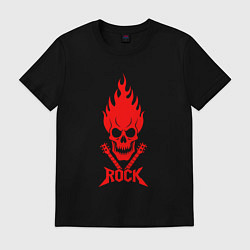 Футболка хлопковая мужская Rock красный череп, цвет: черный