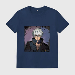 Футболка хлопковая мужская Годжо, цвет: тёмно-синий