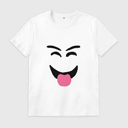 Футболка хлопковая мужская Роблокс смешное лицо, цвет: белый
