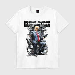Футболка хлопковая мужская Trump with two pistols - cyberpunk, цвет: белый