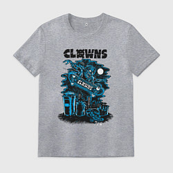 Футболка хлопковая мужская Ночной скелет скейтбордист, цвет: меланж