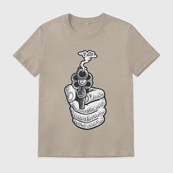 Футболка хлопковая мужская Дымящийся пистолет, цвет: миндальный