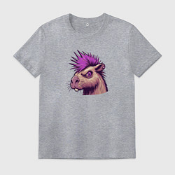 Мужская футболка Панк капибара с ирокезом