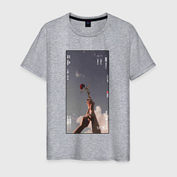 Футболка хлопковая мужская Фото розы, цвет: меланж