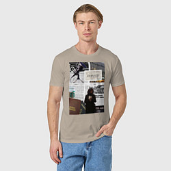 Футболка хлопковая мужская Журналист эстетика, цвет: миндальный — фото 2