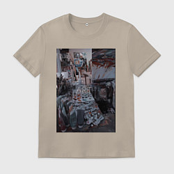 Футболка хлопковая мужская Художественный творческий беспорядок, цвет: миндальный